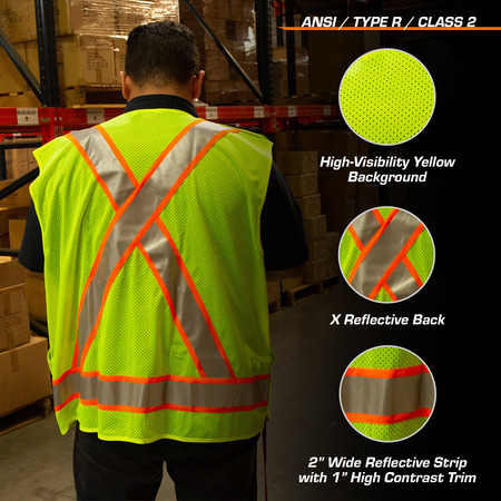 Tr Industrial Class 2 High Visibility 5-Point Breakaway Safety Vest, XL TR5PBA-XL